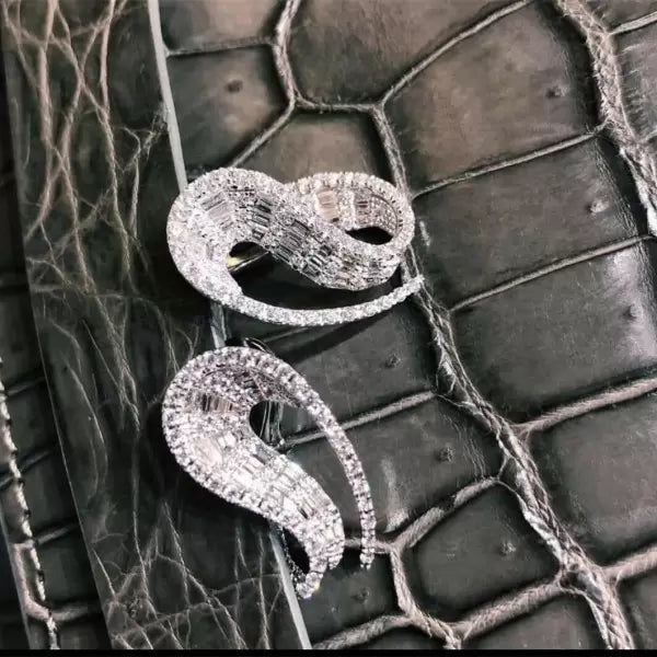 2ctw Baguette Cut White Sapphire Wave Stud Earrings