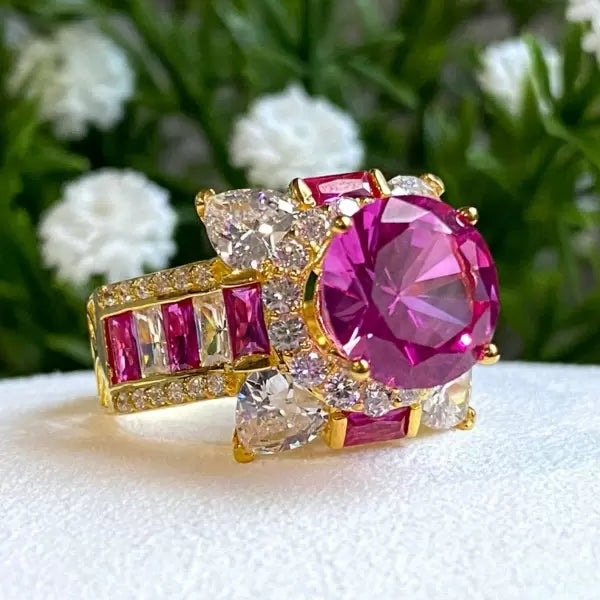 Vintage 6ctw Round Cut Ruby Ring