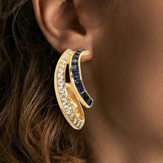 6.2ctw Princess Cut Sapphire And White Sapphire Oscar Heyman Earrings