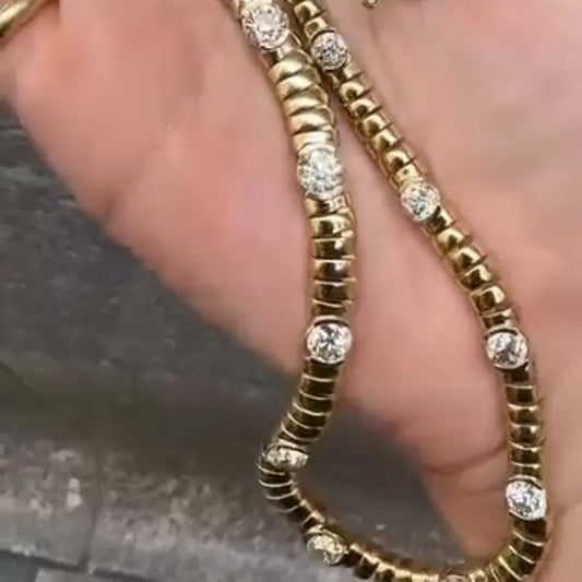 6ctw Round Cut White Sapphire Vintage Tennis Necklace