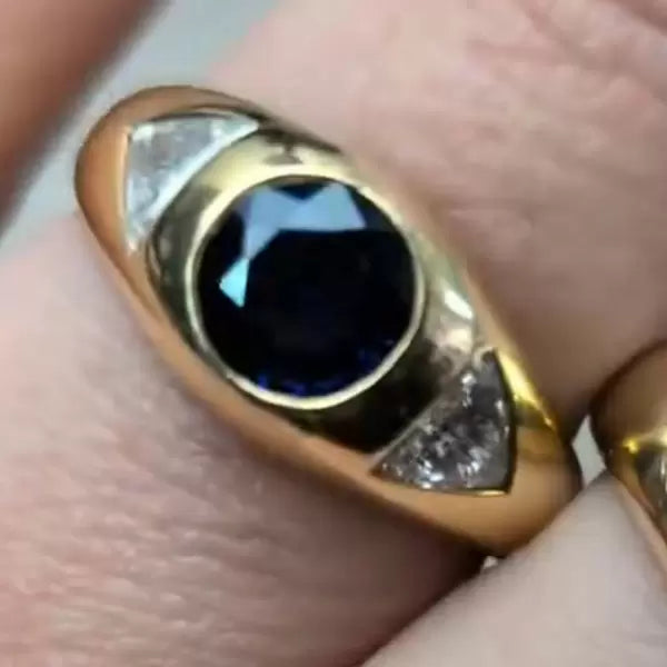 4ctw Round Cut Sapphire And White Sapphire Three Stone Cocktail Ring