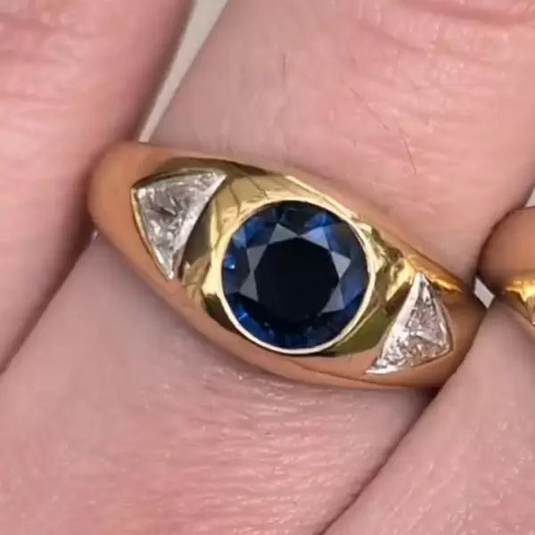 4ctw Round Cut Sapphire And White Sapphire Three Stone Cocktail Ring