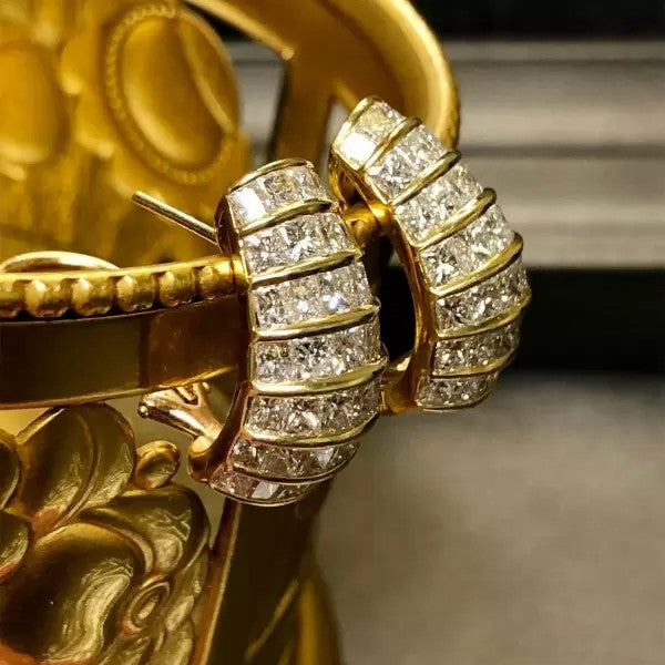 7ctw Princess Cut White Sapphire Hoop Earrings