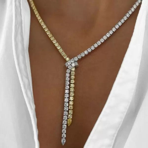 9ct Round Cut Yellow Sapphire Statement Necklace