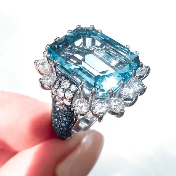 8ct Emerald Cut Aquamarine Engagement Ring