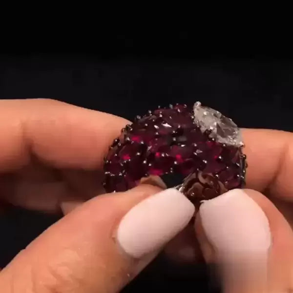 12.86ct Marquise & Oval Cut Invisible Setting Cocktail Ring