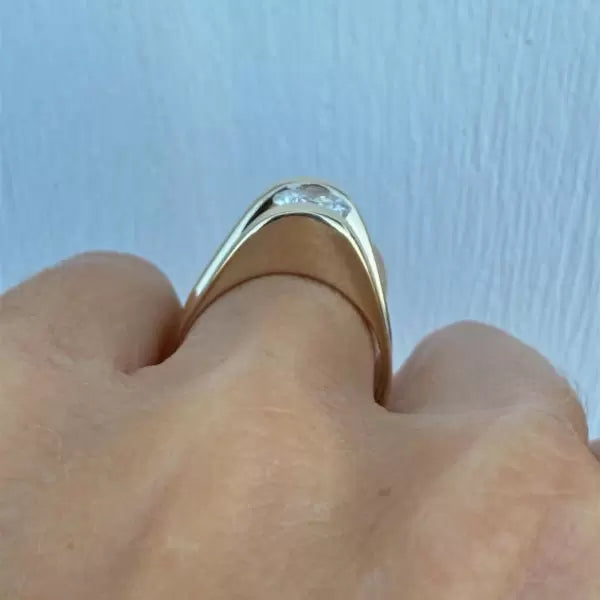 3ctw Round Cut White Sapphire Tension Set Engagement Ring