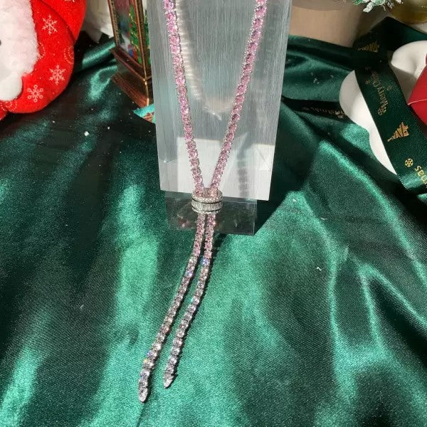 12ct Baguette Cut Pink Sapphire Statement Necklace