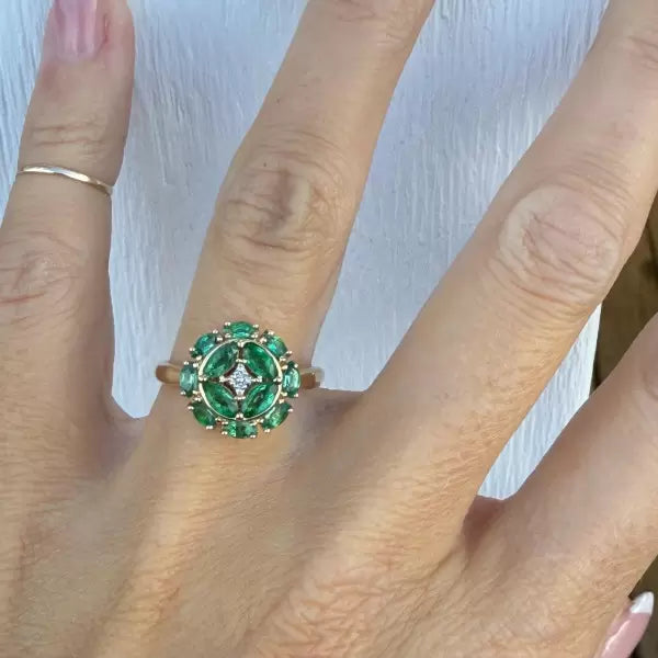 Vintage 3ctw Marquise Cut Emerald Ring