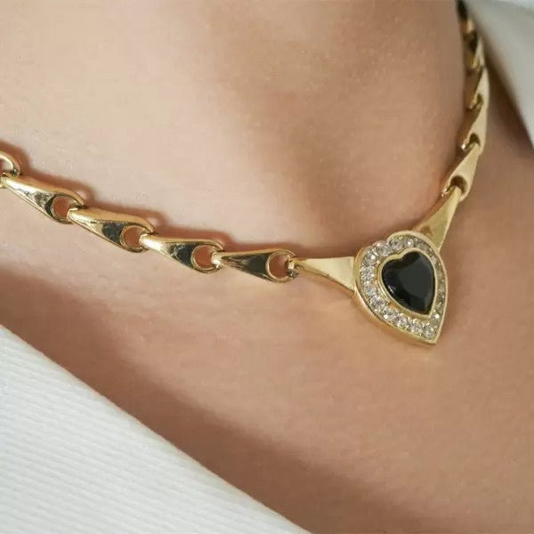 8ctw Heart Cut Black Sapphire Pendant Necklace