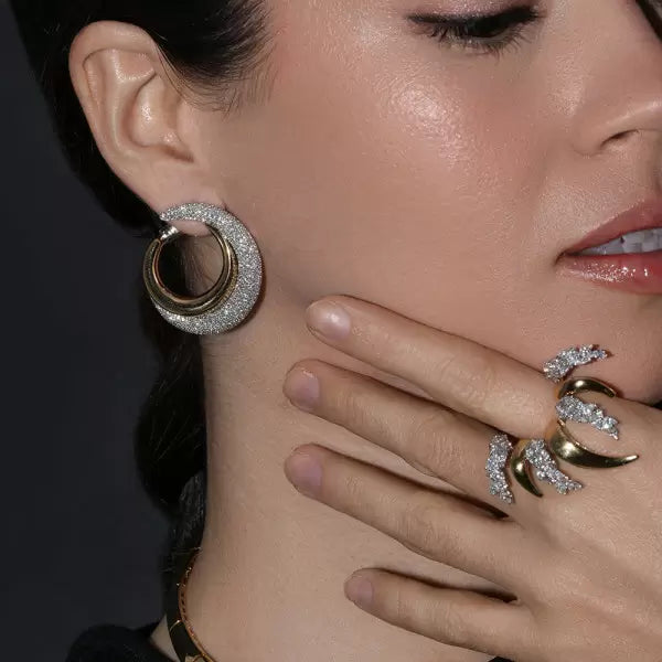 8.43ctw Round Cut White Sapphire Open Hoop Earrings