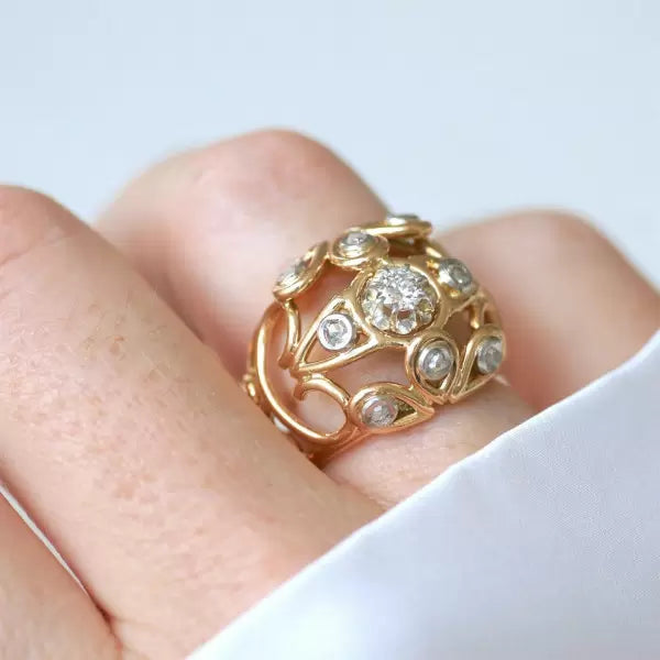 3.3ctw Round Cut White Sapphire Wire Cocktail Ball Ring