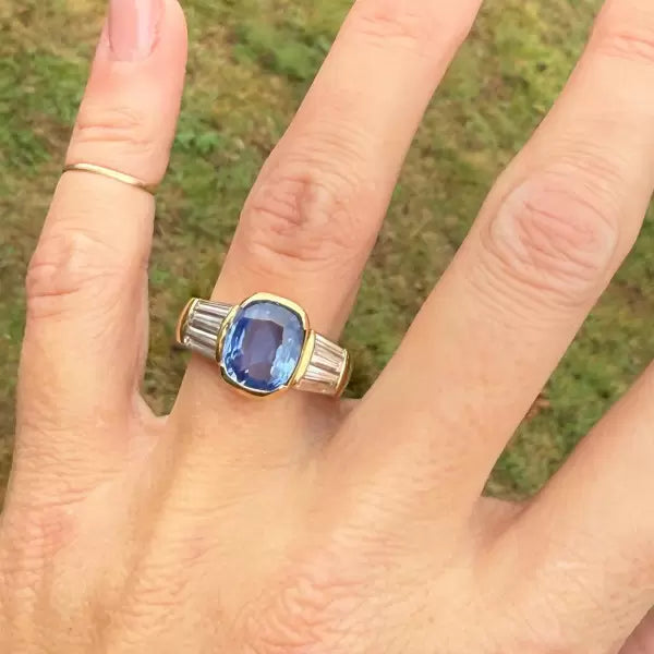 6ctw Cushion Cut Sapphire Engagement Ring