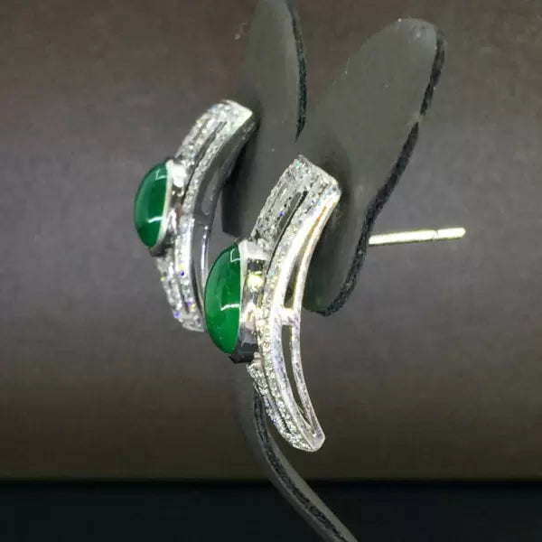 Art Deco 8ctw Oval Cut Emerald Stud Earrings