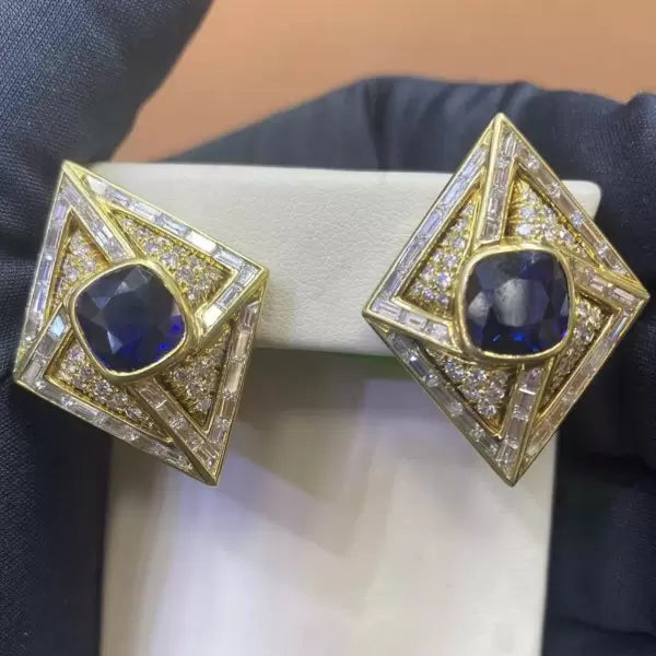 7.76ctw Cushion Cut Sapphire Stud Earrings