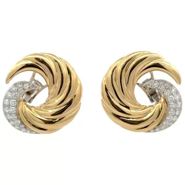 Vintage 3.37ctw Round Cut White Sapphire Swirl Stud Earrings