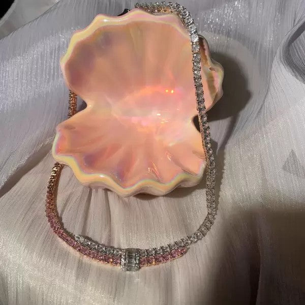 10.8ctw Round Cut Pink Sapphire Statement Necklace