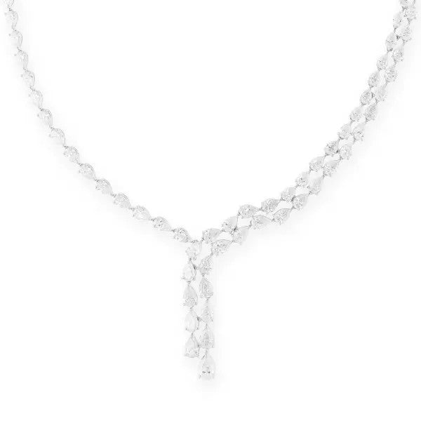17.8ct Pear Cut White Sapphire Statement Necklace