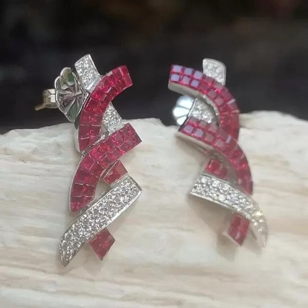 6ctw Asscher Cut Ruby Stud Earrings