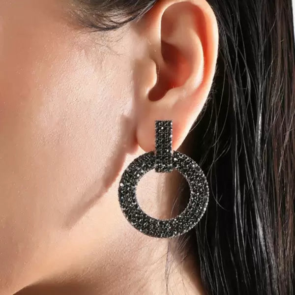 10ctw Round Cut Black Sapphire Hoop Earrings