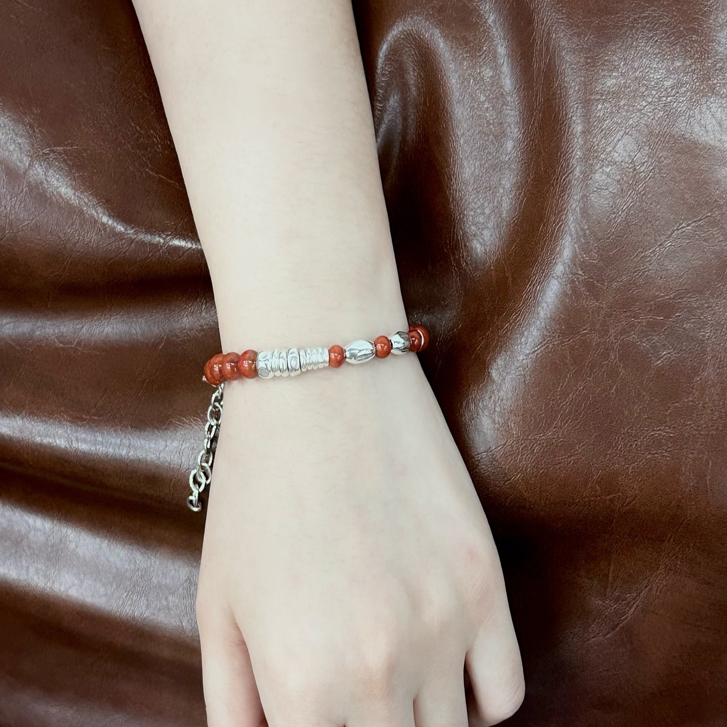 South Red Whisper: Sterling Silver Oval Bead Chain（YS-20251111-6）