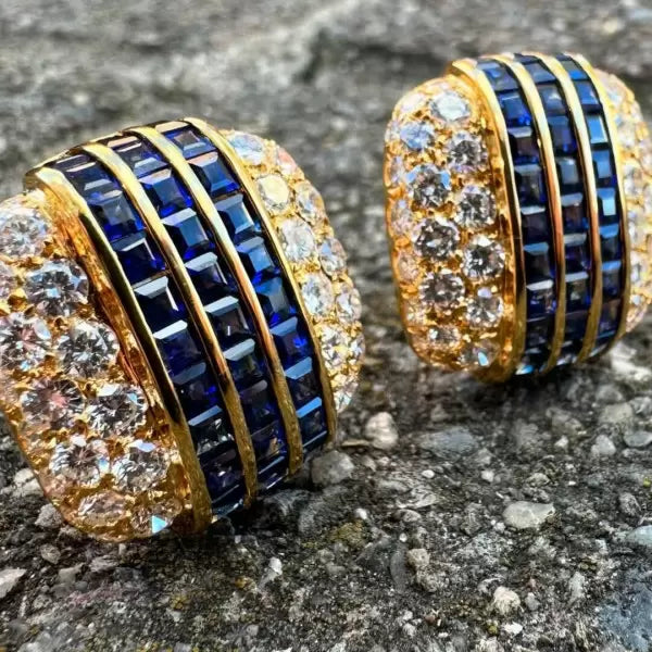 7ct Emerald Cut Sapphire Drop Earrings