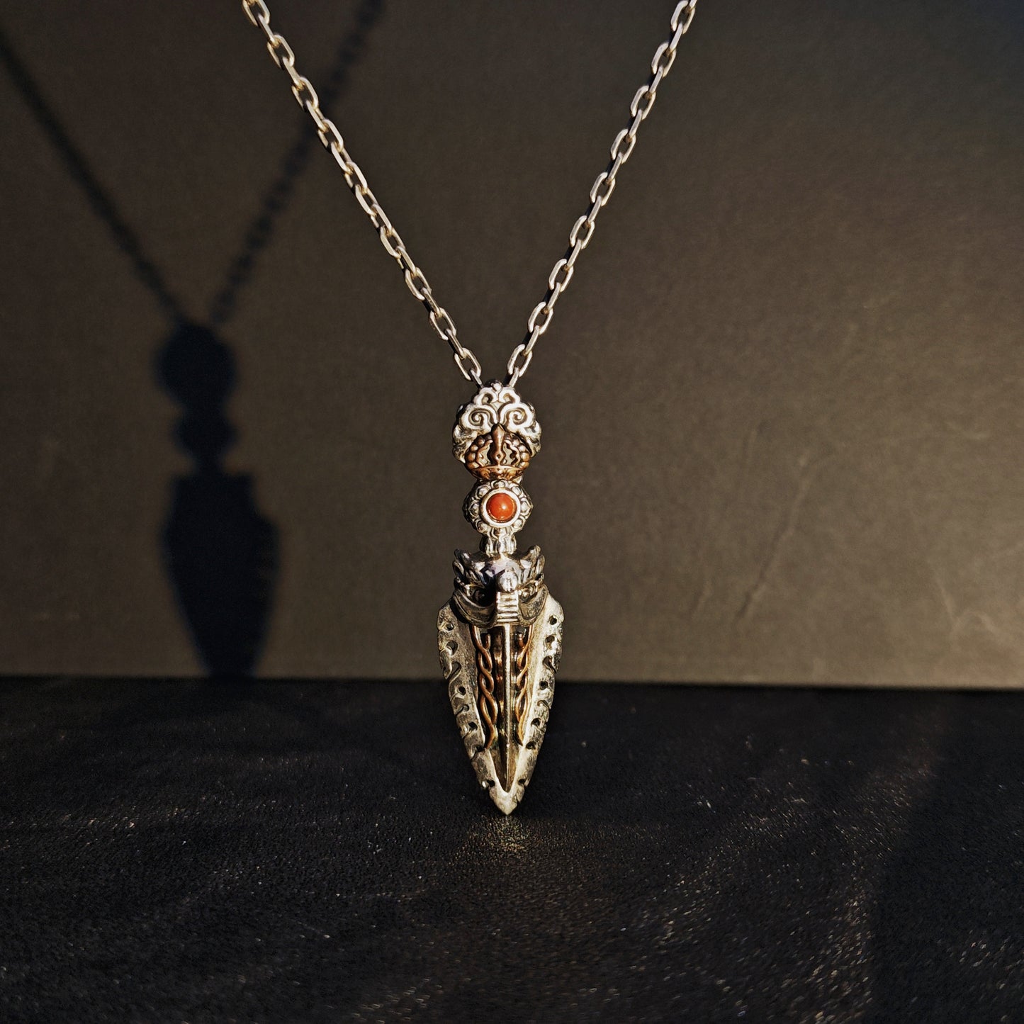 925 Sterling Silver Handcrafted Vajra Pendant Necklace | Garuda Charm with Bodhi Bead Mala Style（YS-20250926-7）