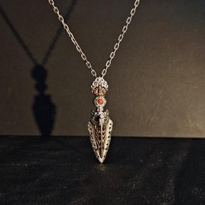 925 Sterling Silver Handcrafted Vajra Pendant Necklace | Garuda Charm with Bodhi Bead Mala Style（YS-20250926-7）