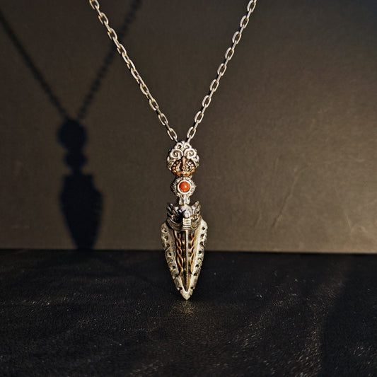 925 Sterling Silver Handcrafted Vajra Pendant Necklace | Garuda Charm with Bodhi Bead Mala Style（YS-20250926-7）