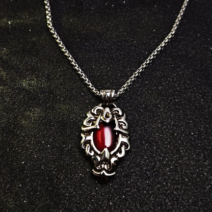 Vintage Black & Red 316 Stainless Steel Pendant Necklace | Unisex Punk Fashion, 65cm Chain（GS-20250912-4）