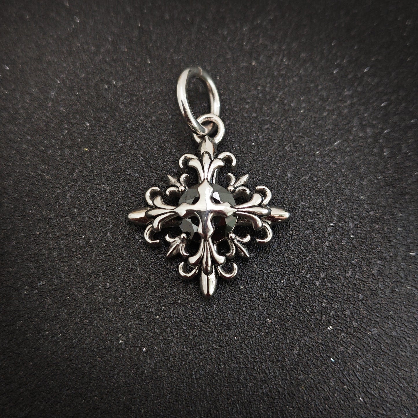 316 Stainless Steel Cross Flower Gemstone Pendant Necklace | Trendy Unisex Design, 65cm Chain（GS-20250912-8）