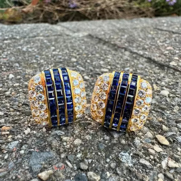 7ct Emerald Cut Sapphire Drop Earrings