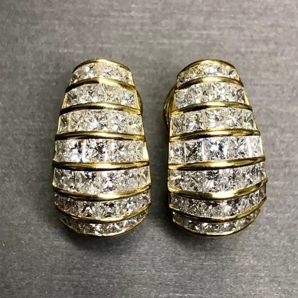 7ctw Princess Cut White Sapphire Hoop Earrings