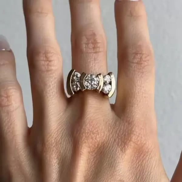 2.8ctw Round Cut White Sapphire Engagement Ring