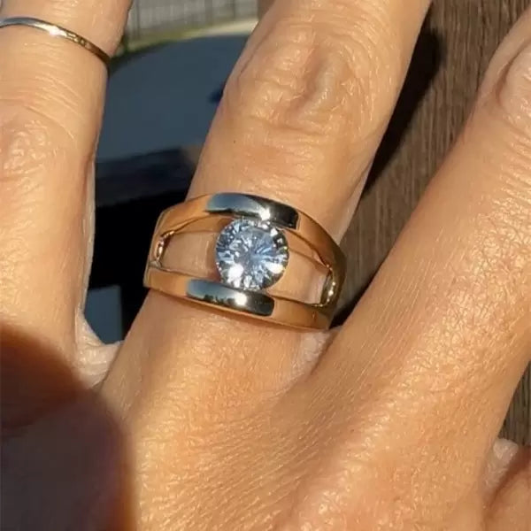 3ctw Round Cut White Sapphire Tension Set Engagement Ring