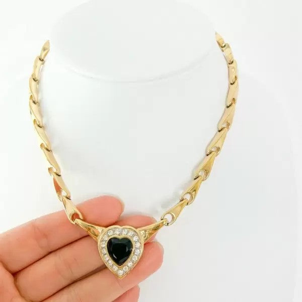 8ctw Heart Cut Black Sapphire Pendant Necklace