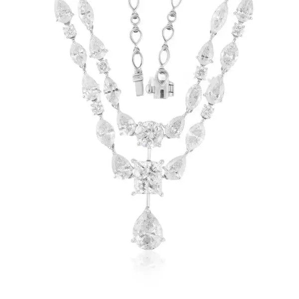 24.2ctw Multi-Cut White Sapphire Statement Necklace