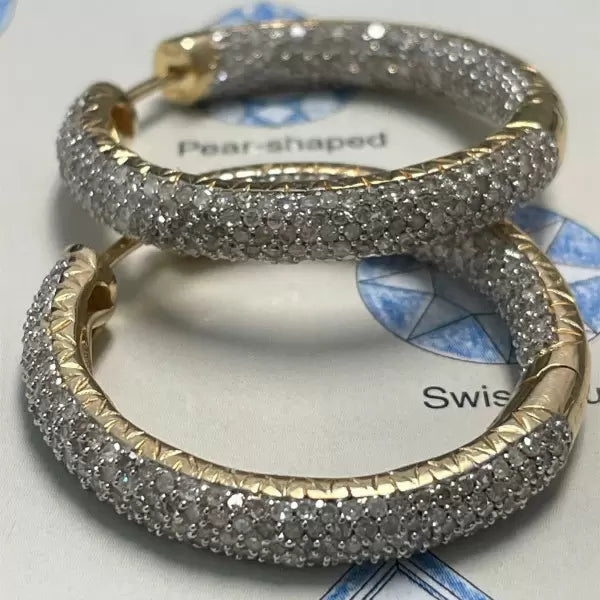 3.85ctw Round Cut White Sapphire Inside Hoop Earrings