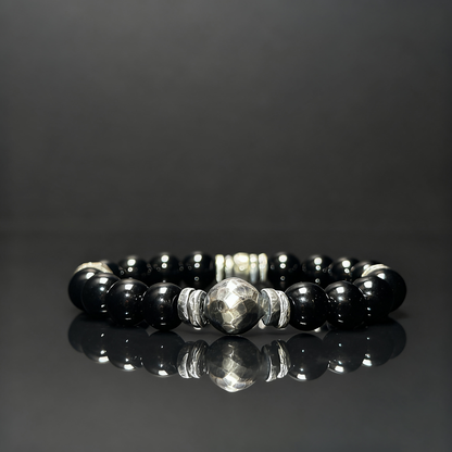 Natural Black Onyx Bracelet with 925 Sterling Silver（YS-20251203-18）