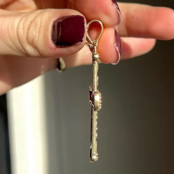 Vintage 4.5ctw Oval Cut Sapphire Ruby Emerald Pendant Necklace