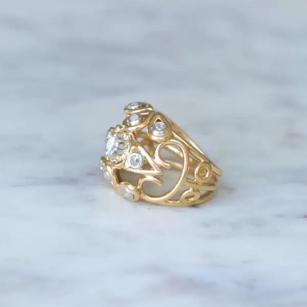 3.3ctw Round Cut White Sapphire Wire Cocktail Ball Ring