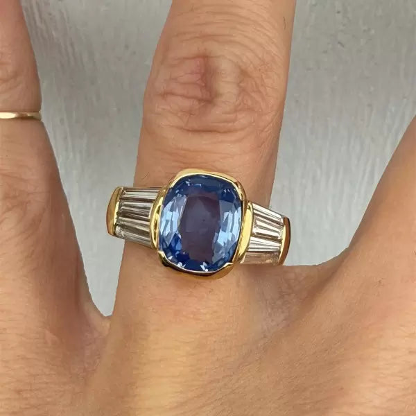 6ctw Cushion Cut Sapphire Engagement Ring