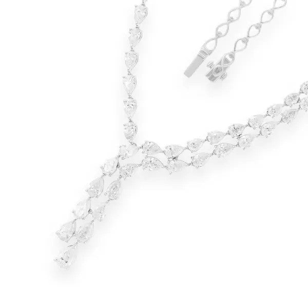 17.8ct Pear Cut White Sapphire Statement Necklace