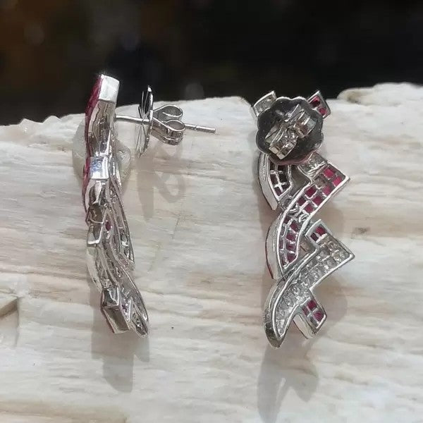 6ctw Asscher Cut Ruby Stud Earrings
