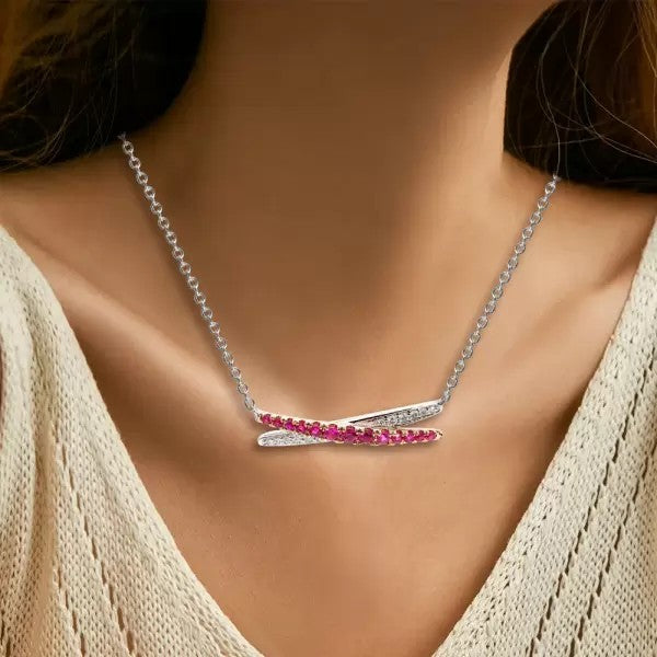 4.56ctw Round Cut Ruby Pendant Necklace