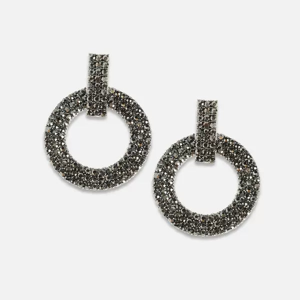 10ctw Round Cut Black Sapphire Hoop Earrings