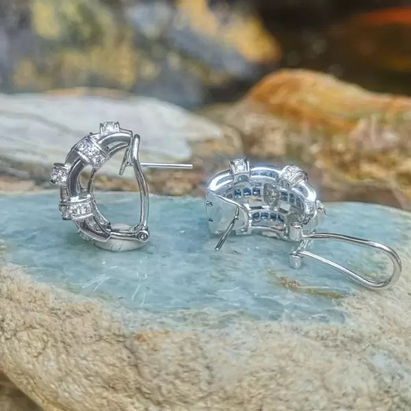 Art Deco 4.5ctw Princess Cut Sapphire Stud Earrings