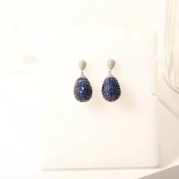 7.41ctw Asscher Cut Ruby Invisible Set Teardrop Earrings