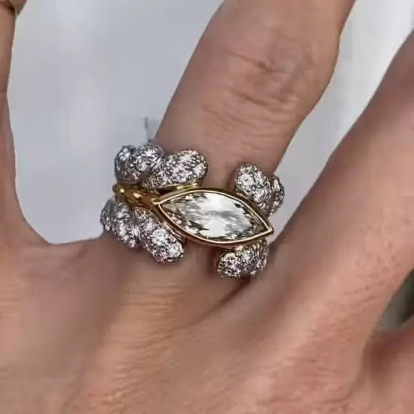 Vintage 4ctw Marquise Cut White Sapphire Ring