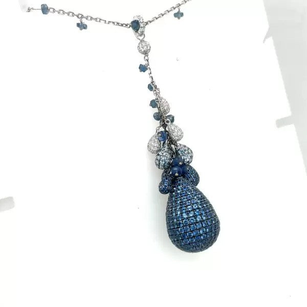 12.96ctw Round Cut Sapphire Pendant Necklace